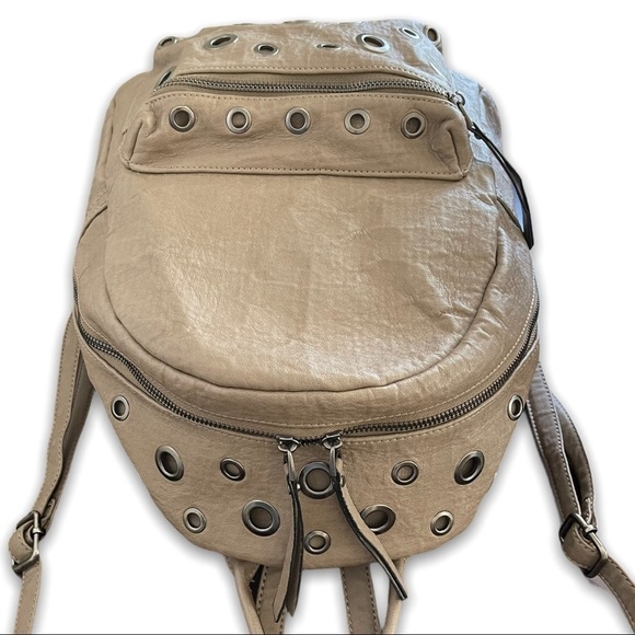 Unique Fashion Backpack Brown Beige Grommets Fashion Bag Made and Bought Greece‎ - Picture 9 of 15